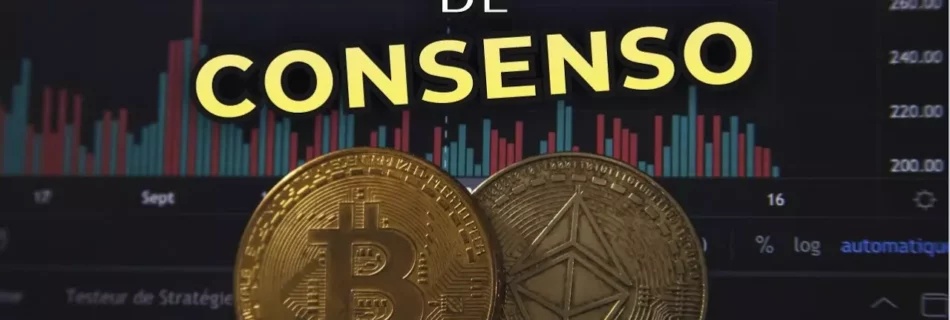 Monedas de bitcoin y ethereum delante de una gráfica del mercado crypto.