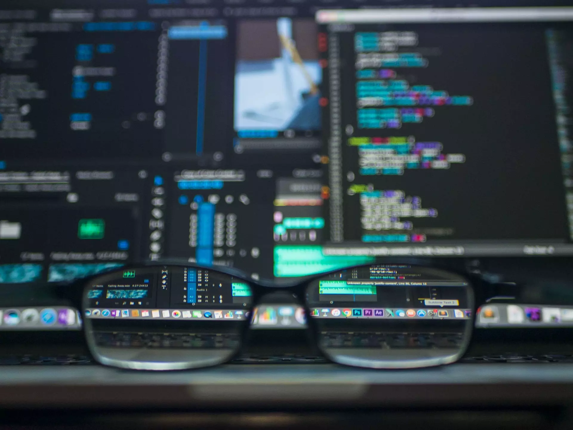 Un programa, una pantalla de código y gafas
